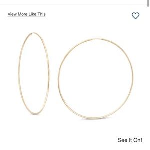 3 inch 10K Gold (80.0mm) Continuous Tube Hoop Earrings